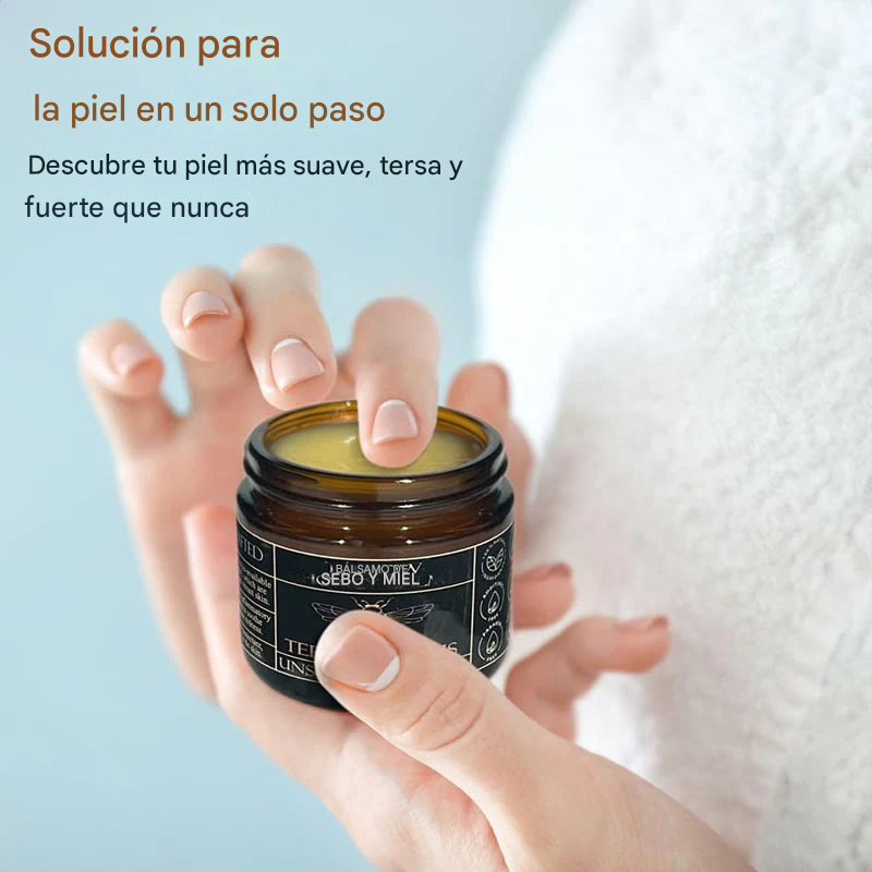 Bálsamo de sebo de res alimentado con pasto orgánico con miel cruda: humectante natural