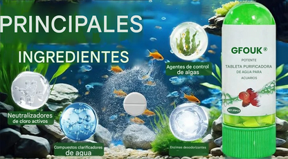 Tableta purificadora de agua para acuarios de gran potencia