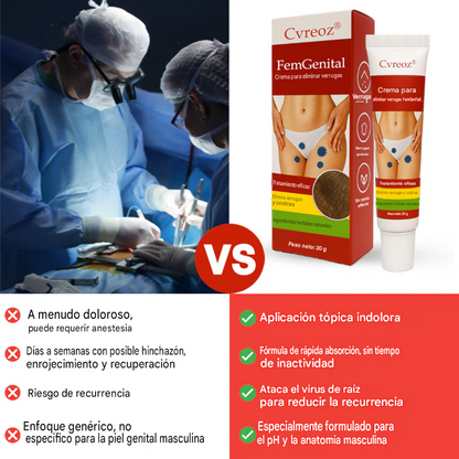 Crema removedora de verrugas genitales femeninas