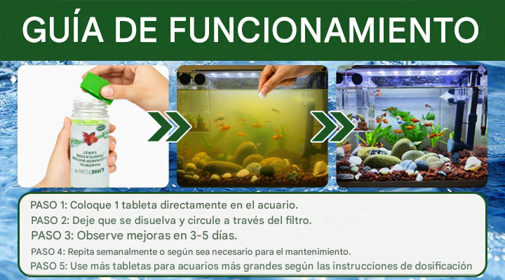 Tableta purificadora de agua para acuarios de gran potencia