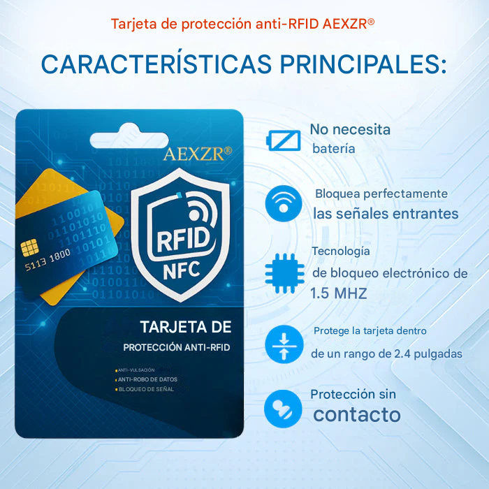 Tarjeta anti-RFID ultradelgada AEXZR® 🛡️ que previene el robo digital