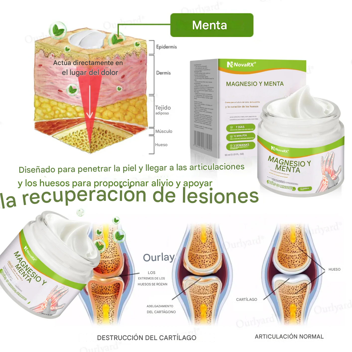 Crema NovaRX® de magnesio y menta para el alivio del dolor de la artritis y la curación de los huesos