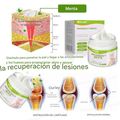 Crema NovaRX® de magnesio y menta para el alivio del dolor de la artritis y la curación de los huesos