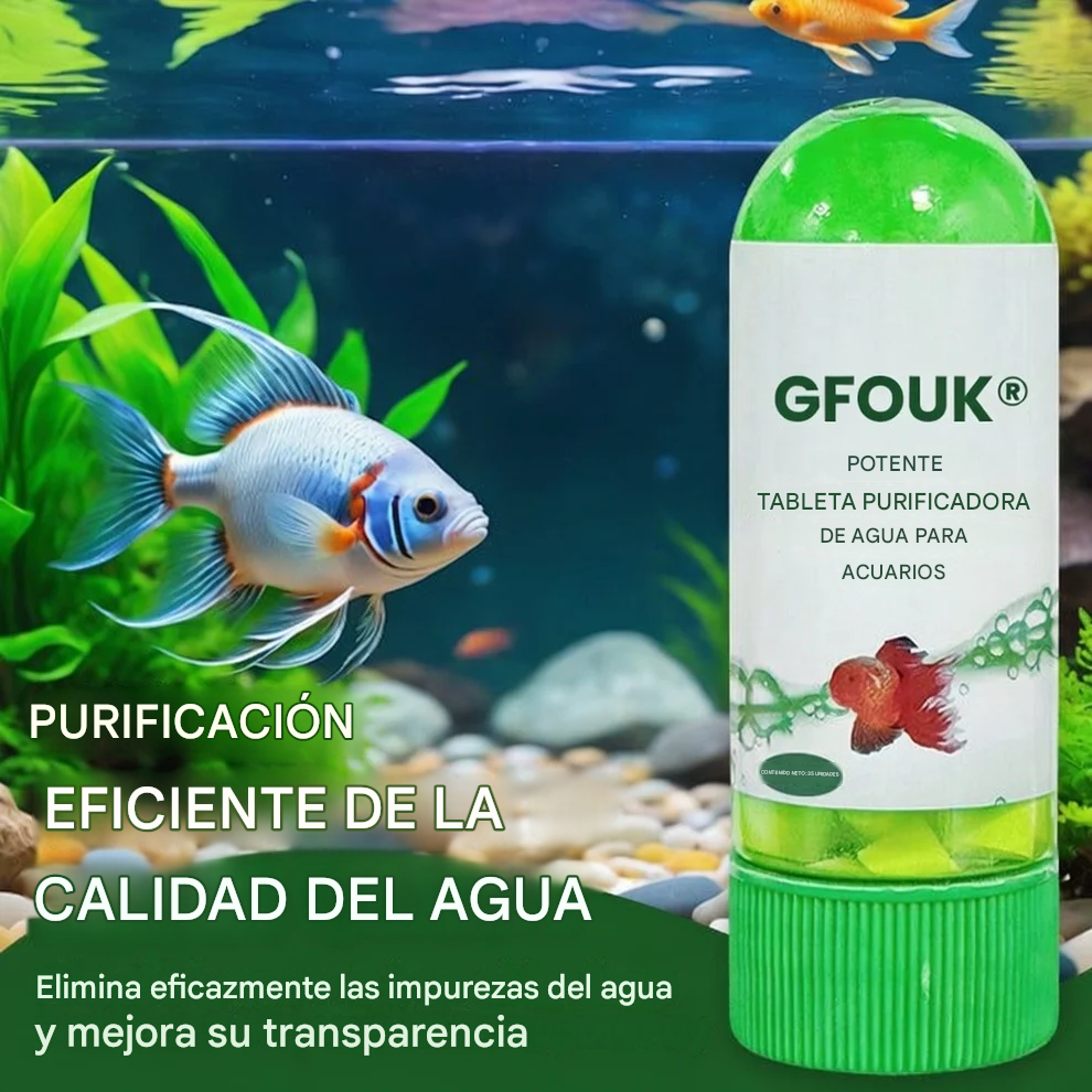 Tableta purificadora de agua para acuarios de gran potencia