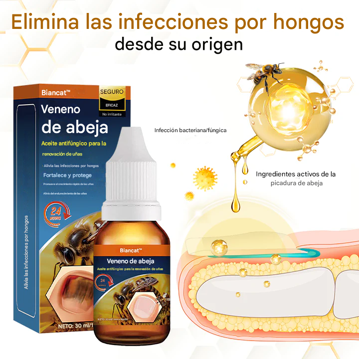 Aceite revitalizante antifúngico para uñas con veneno de abeja