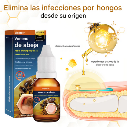 Aceite revitalizante antifúngico para uñas con veneno de abeja