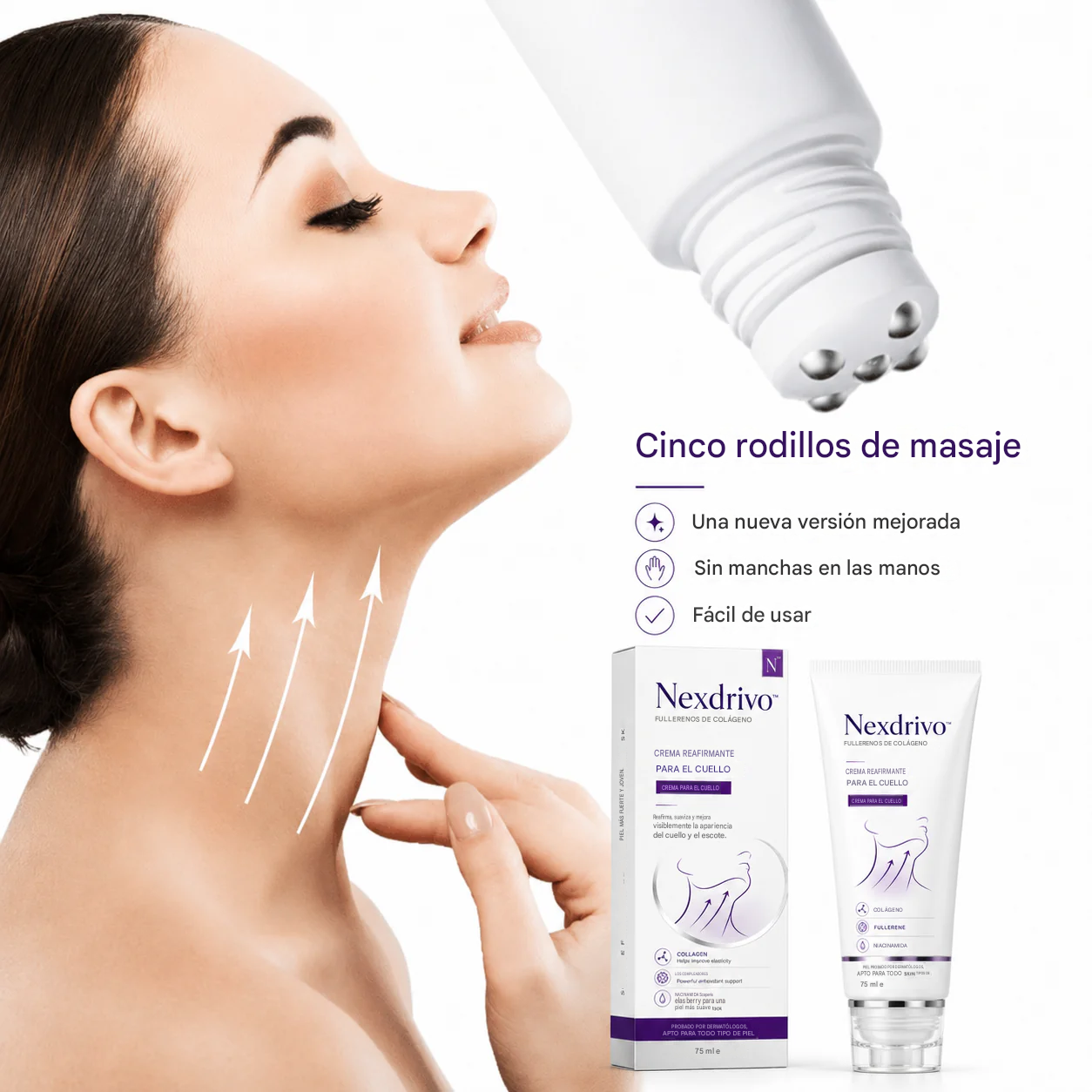 ✨ Crema reafirmante instantánea para el cuello — 🧴 Enriquecida con retinol y ácido hialurónico | Reafirma el cuello, reduce las arrugas y la papada