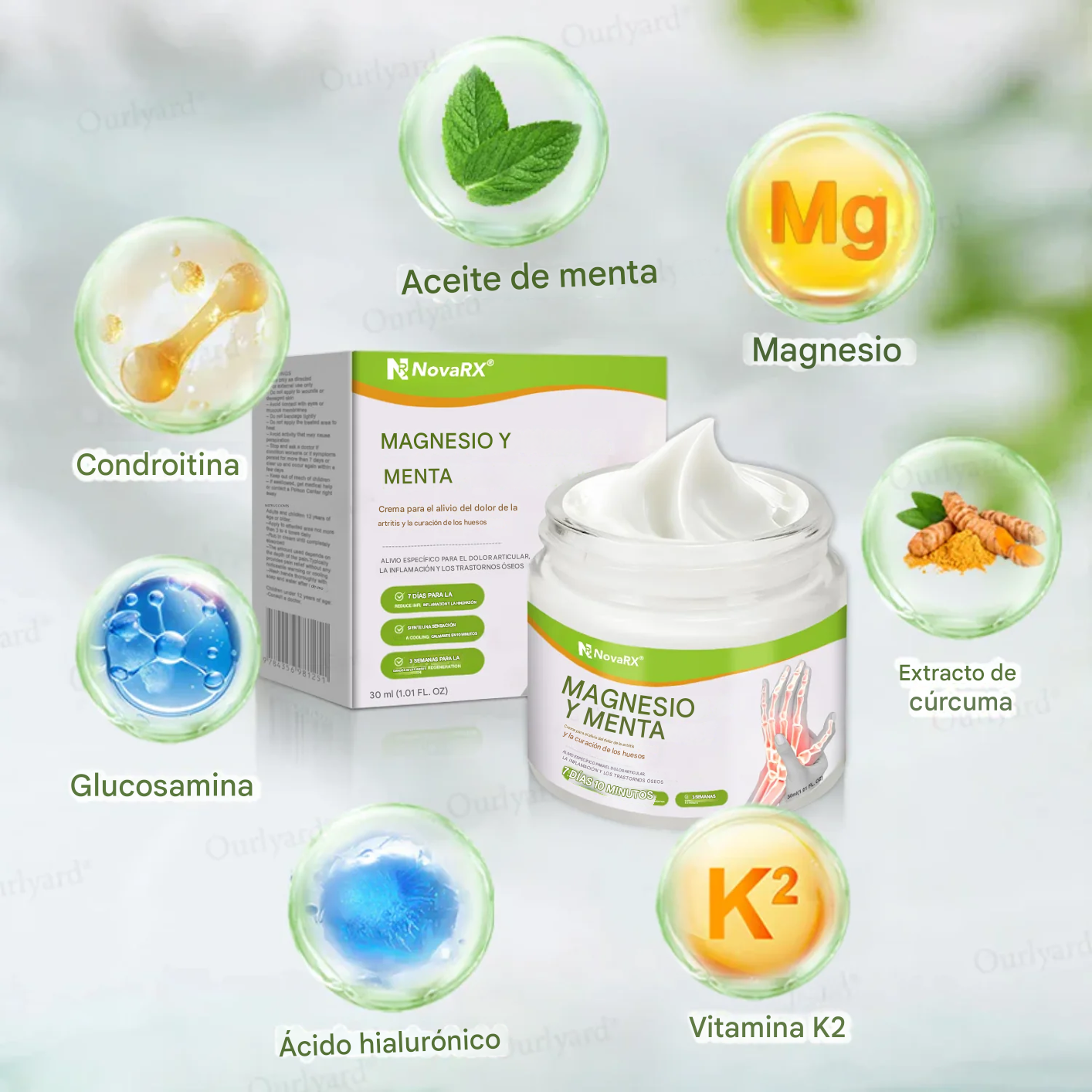 Crema NovaRX® de magnesio y menta para el alivio del dolor de la artritis y la curación de los huesos