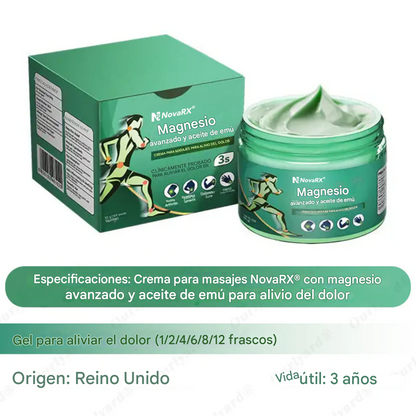Crema para aliviar el dolor de masajes NovaRX® Advanced con magnesio y aceite de emú