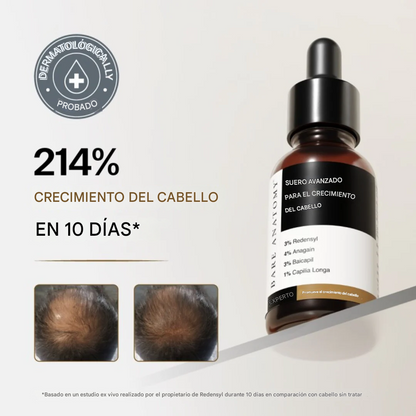 Suero avanzado para el crecimiento del cabello con Redensyl, romero y agua de arroz