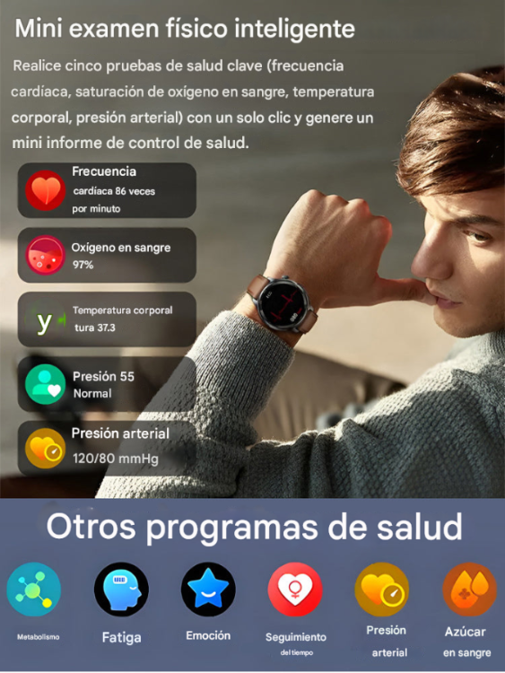 Smartwatch insignia para protección de la salud, centro de datos de salud 24/7