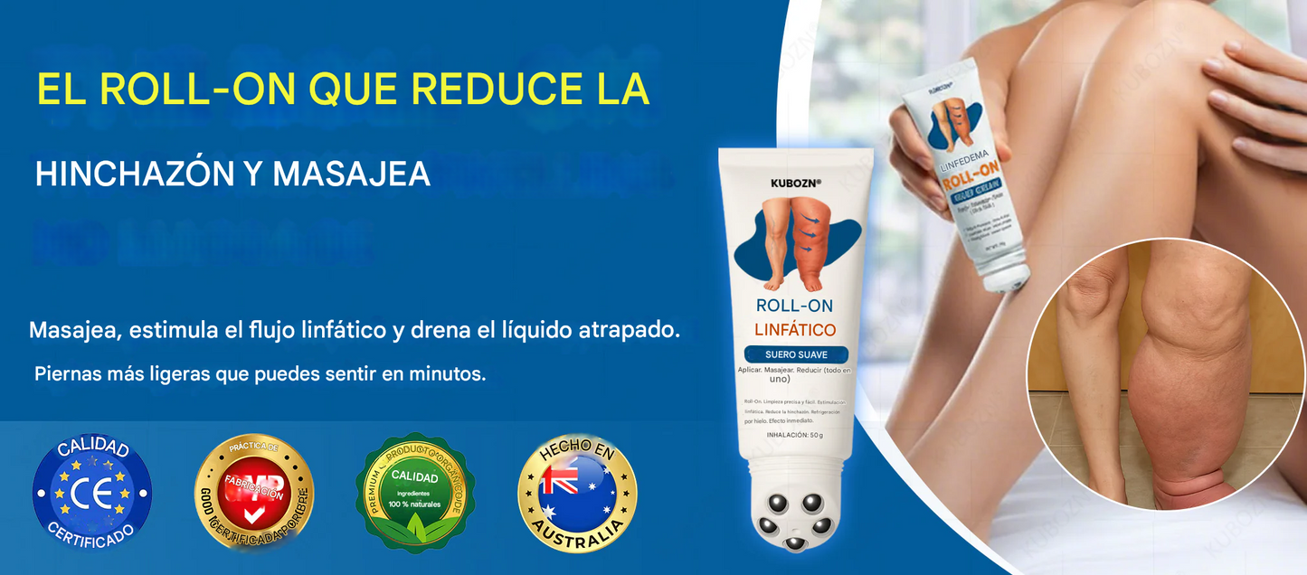 Crema roll-on KUBOZN® para drenaje linfático y alivio de la hinchazón