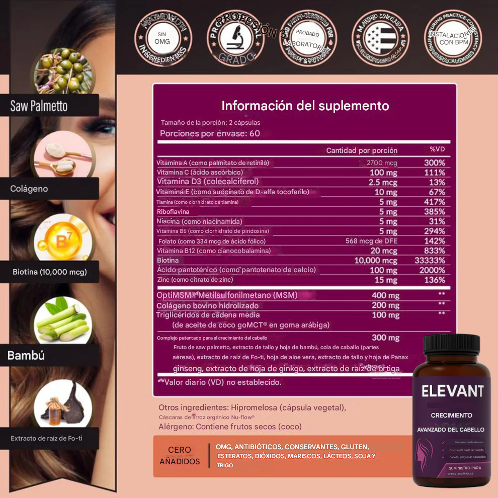 Elevant™ - Vitaminas capilares premium