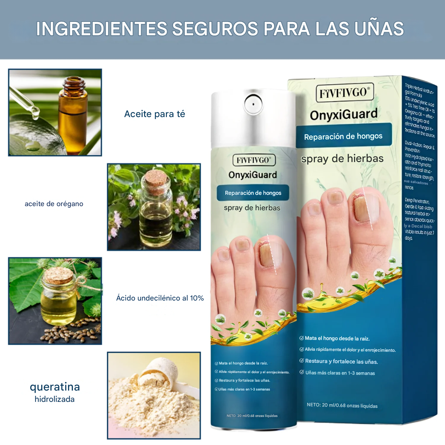 Fivfivgo® OnyxiGuard Spray Herbal Reparador de Hongos