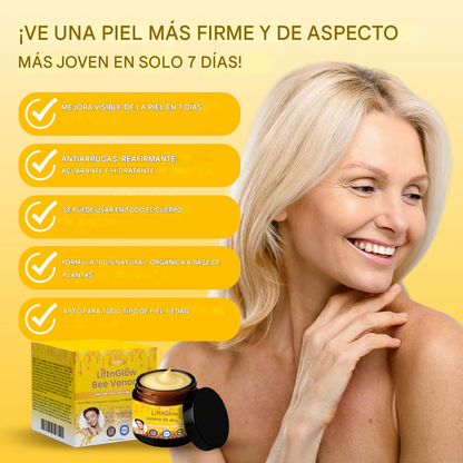 Crema reafirmante para la piel Timilk® LiftnGlow con veneno de abeja