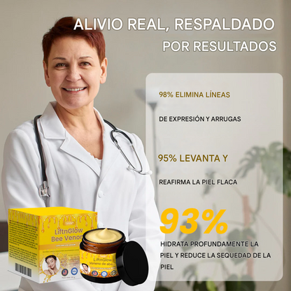 Crema reafirmante para la piel Timilk® LiftnGlow con veneno de abeja
