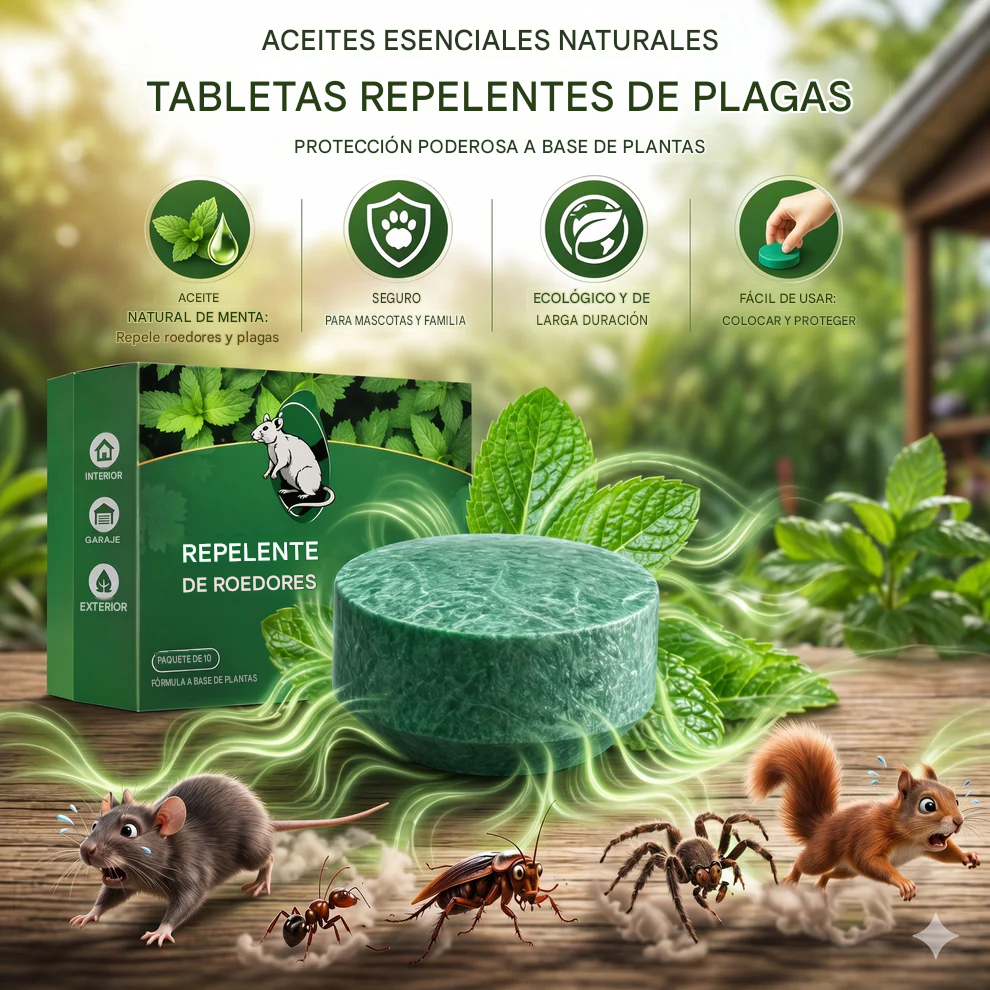 🟢 Pastillas repelentes de roedores de menta natural – Paquete de 12 - JY