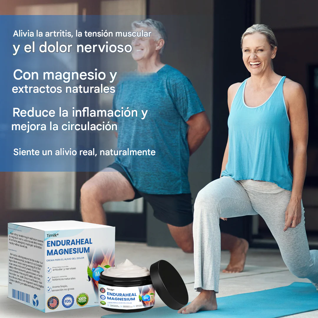 Crema para aliviar el dolor con magnesio Timilk® EnduraHeal (Trata la artritis, la neuropatía, el reumatismo, las lesiones deportivas y más)