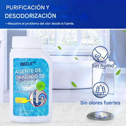 Agente de dragado de tuberías mejorado BBOJI™ para tuberías de cocina y baño - 350 ml, disuelve más de 200 bloqueos y elimina el 99% de las bacterias.