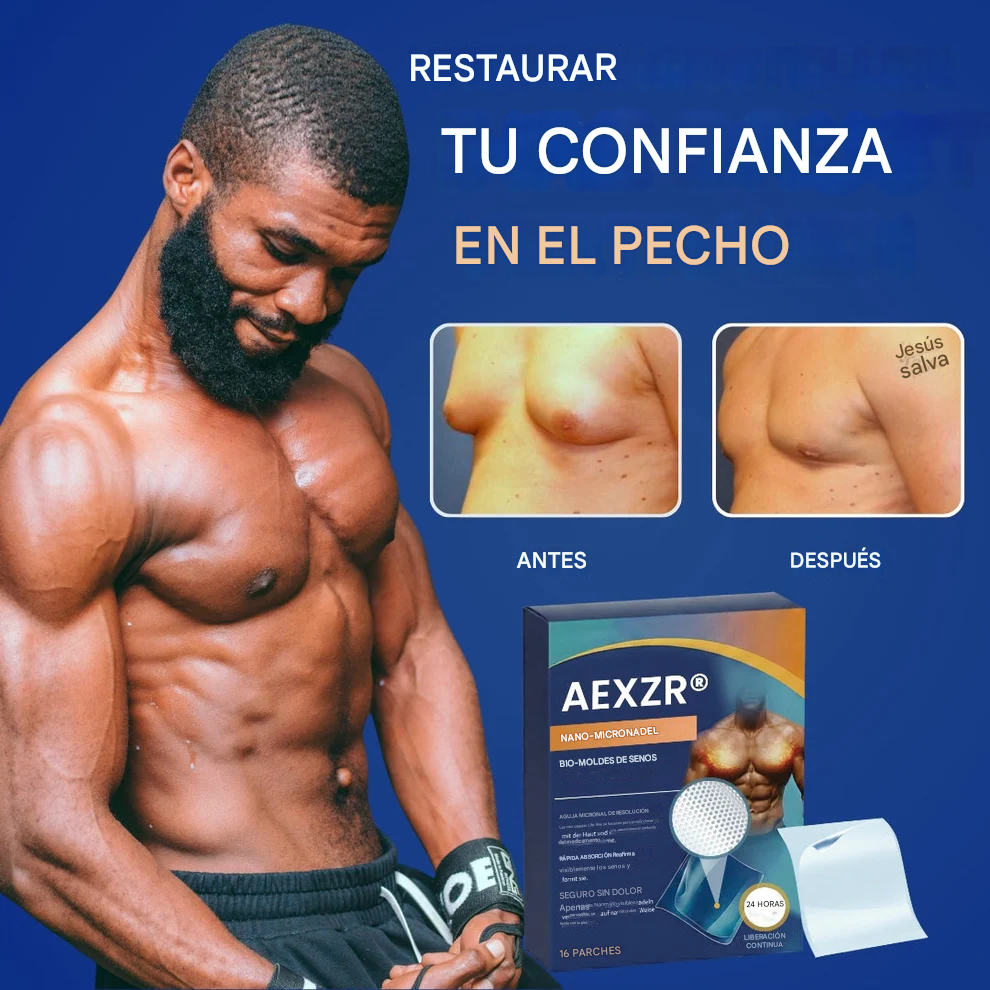 Bioparche con nanoagujas AEXZR® Para ginecomastia, grasa en el pecho, piel flácida, piel suelta y más