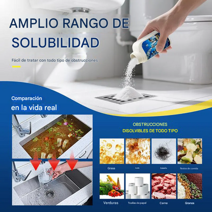 Agente de dragado de tuberías mejorado BBOJI™ para tuberías de cocina y baño - 350 ml, disuelve más de 200 bloqueos y elimina el 99% de las bacterias.