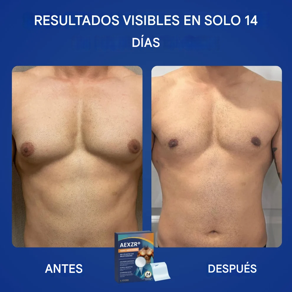 Bioparche con nanoagujas AEXZR® Para ginecomastia, grasa en el pecho, piel flácida, piel suelta y más