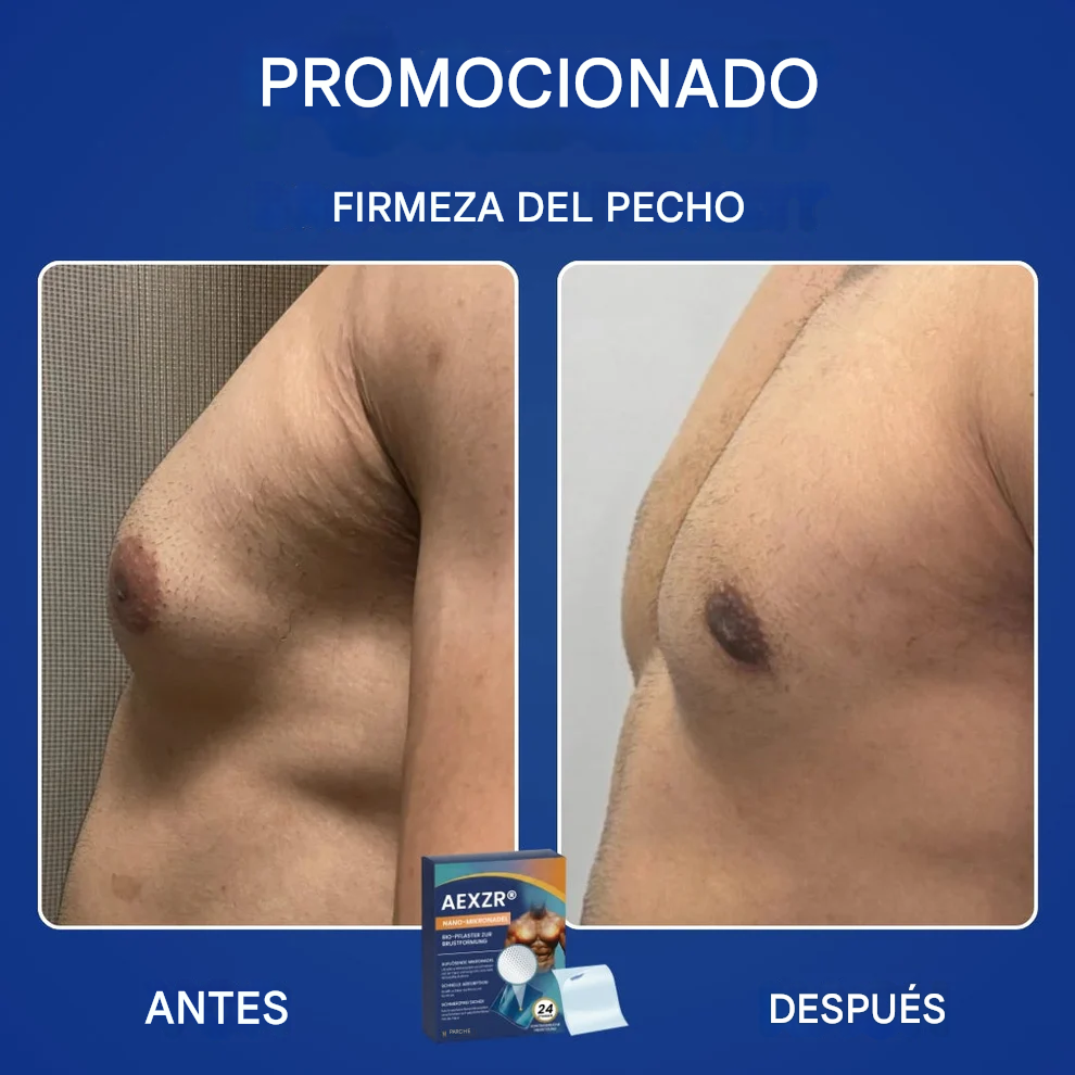 Bioparche con nanoagujas AEXZR® Para ginecomastia, grasa en el pecho, piel flácida, piel suelta y más