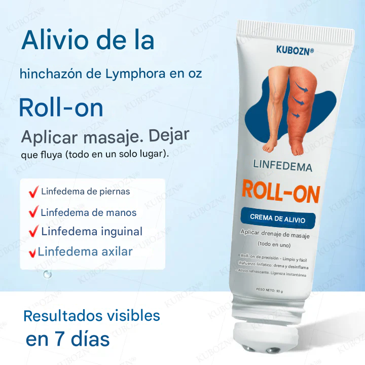 Crema roll-on KUBOZN® para drenaje linfático y alivio de la hinchazón