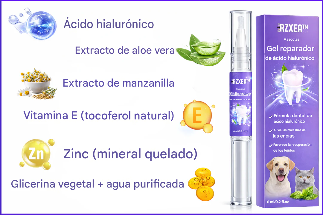 Gel reparador de ácido hialurónico para mascotas