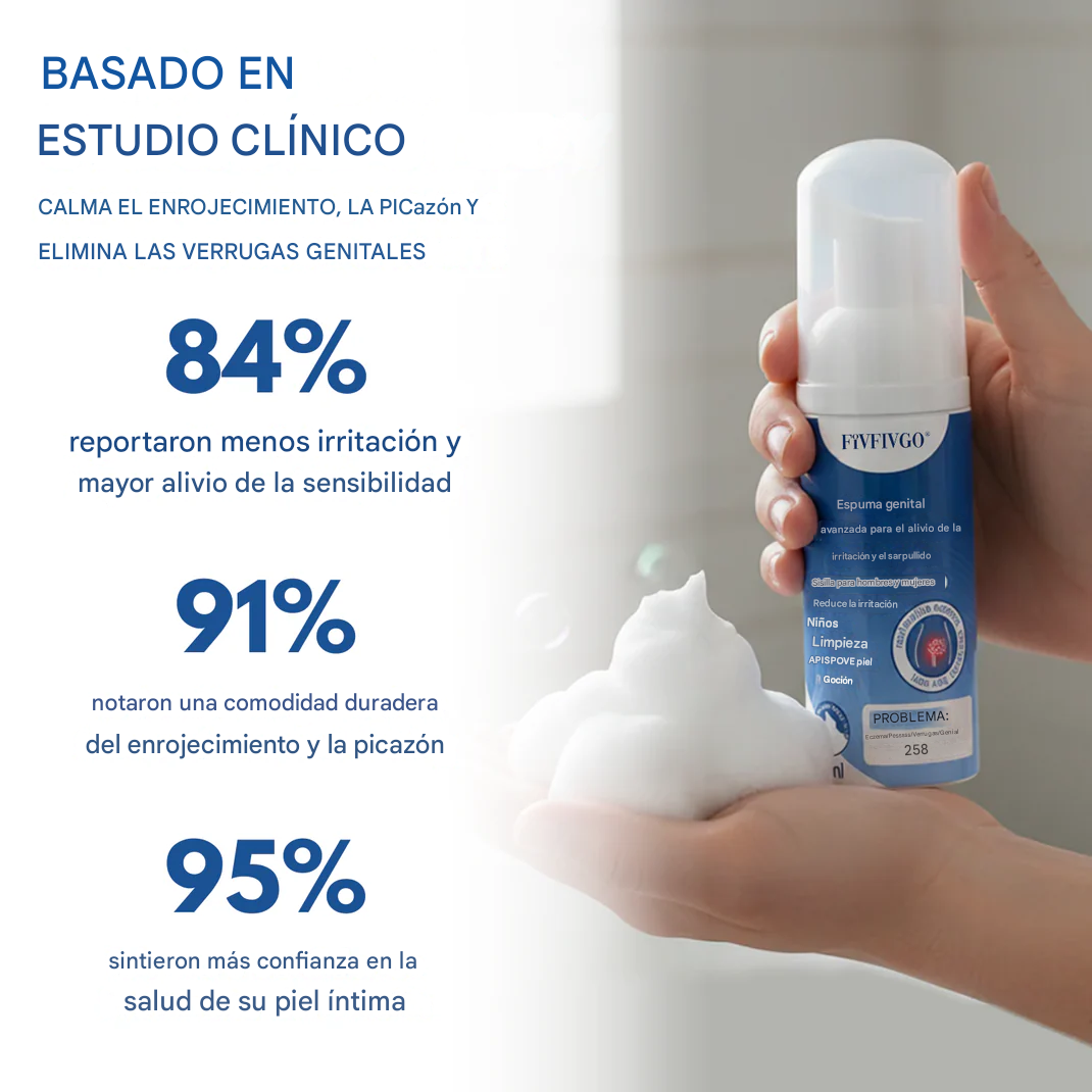 Espuma genital Fivfivgo® Advanced para el alivio del VPH y las erupciones cutáneas.