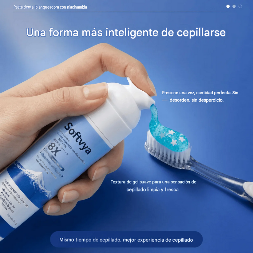 Pasta Dental Blanqueadora Espumosa Softvya ™ 8X Con Niacinamida