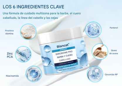 Crema para barba y cuero cabelludo SeboBiome Pro 🌱 Reduce la picazón y la descamación — ¡Sin residuos grasos!