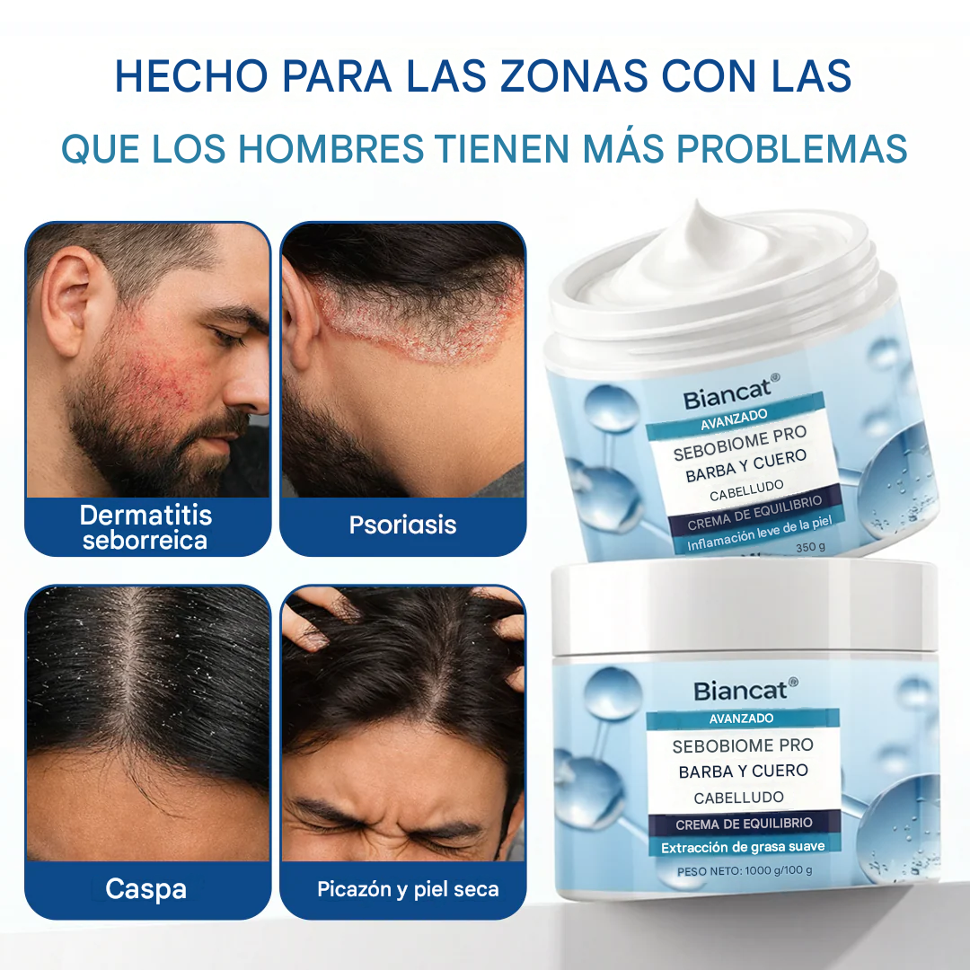 Crema para barba y cuero cabelludo SeboBiome Pro 🌱 Reduce la picazón y la descamación — ¡Sin residuos grasos!