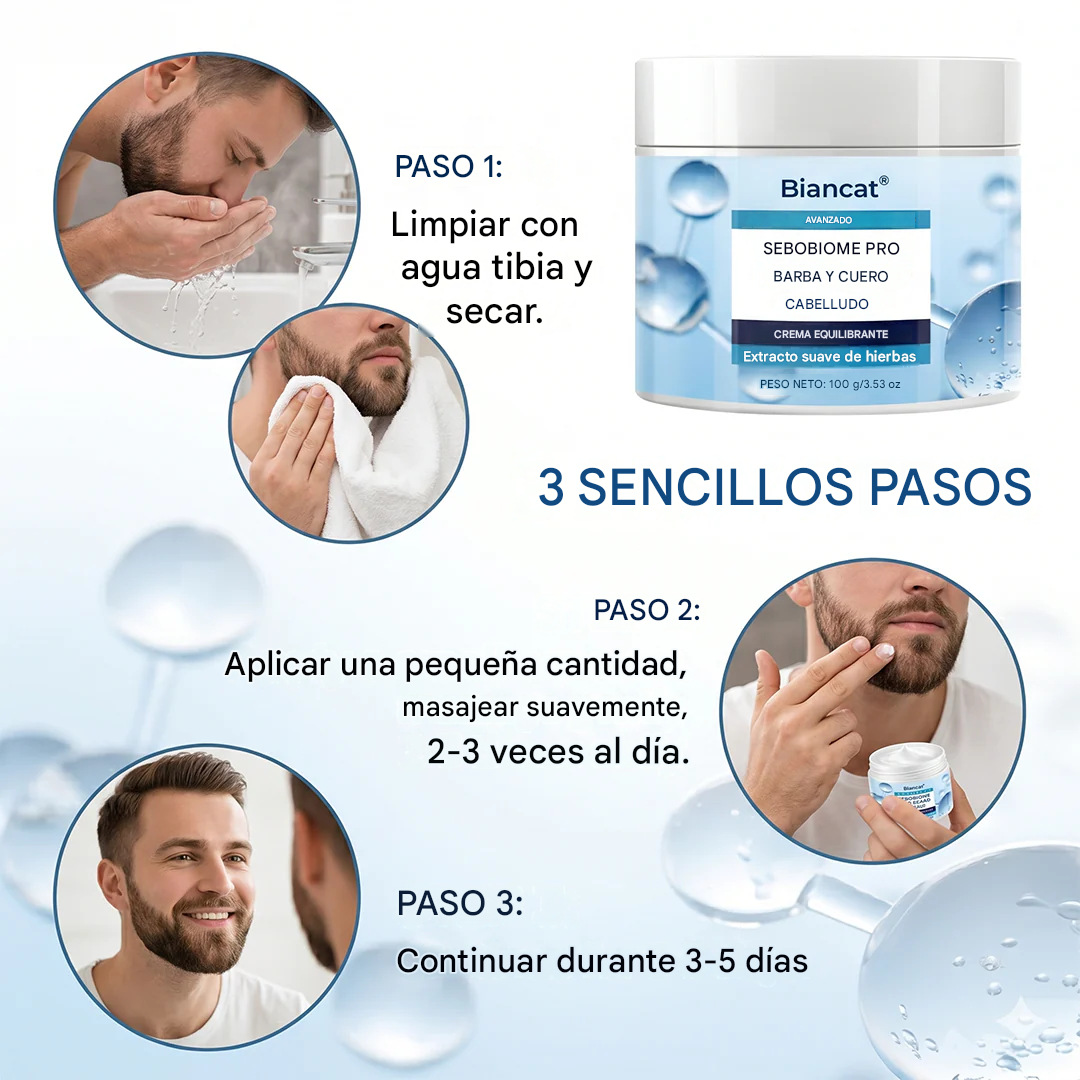 Crema para barba y cuero cabelludo SeboBiome Pro 🌱 Reduce la picazón y la descamación — ¡Sin residuos grasos!
