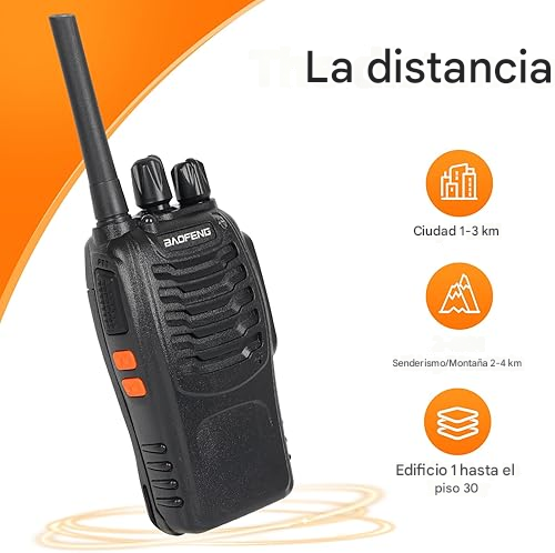 RKK Walkie Talkies Profesionales Recargables con LED y 16 Canales